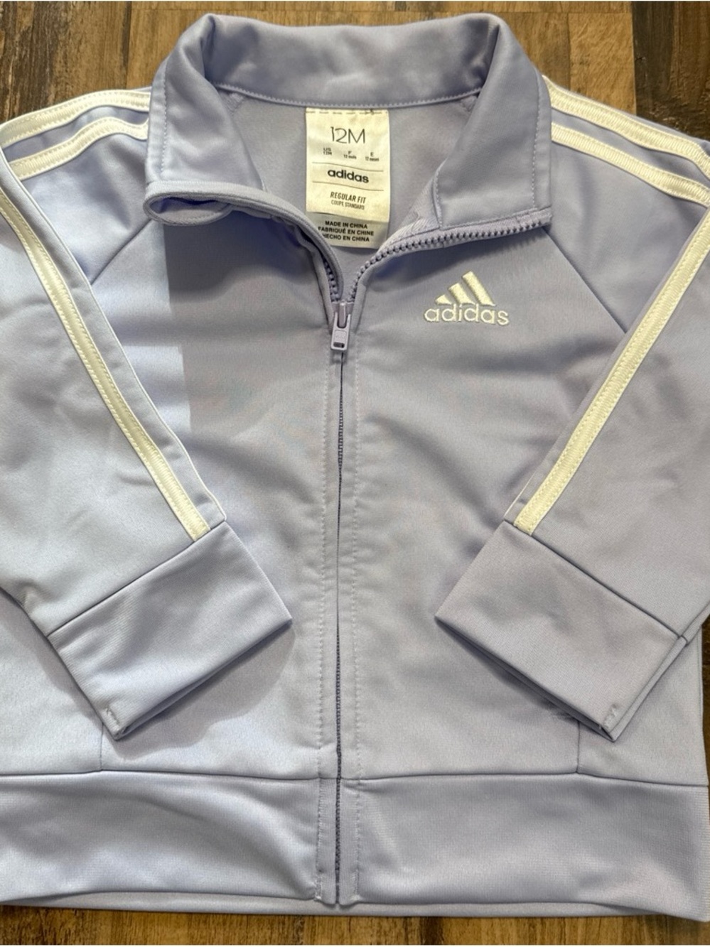 Adidas Lavender Track Jacket with White Stripes